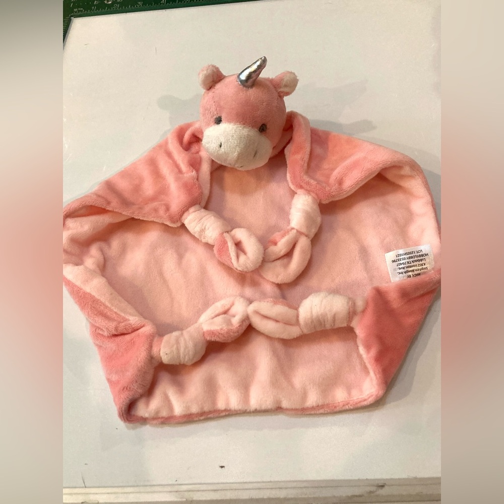 SECURITY Blanket STEPHEN JOSEPH Pink UNICORN Plush Lovey Knot Hobby Lobby Silver